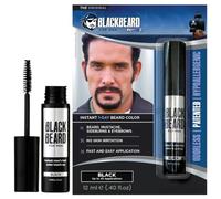 Blackbeard for Men Facial Hair Color Touch Up Brush - Temporary 1-Day Tint for Gray Coverage on Moustache, Sideburns and Brows, Waterproof Hypoallergenic Dye Alternative, Black, 45 Applications