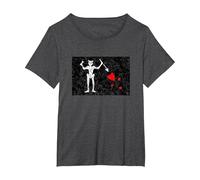 Blackbeard Pirate Flag T-Shirt T-Shirt, Women's Plus, Dark Heather Grey, 2X