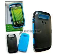 Blackberry 9860-9850 premium skin case blue and black
