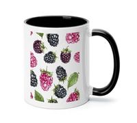 Blackberry Fruit Pattern Ceramic Coffee Mug with Handle 11 Ounces, Porcelain Mug Coffee Cup Tea Mug Water Cup Ideal for Coffee,Tea,Latte,Cappuccino,Microwave & Dishwasher Safe Unique Gift Cup