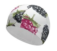 BlackBerry Fruit Pattern Swim Cap Unisex Adult Swimming Cap Non Slip Pool Hat Comfortable Durable Easy to Put On and Off Waterproof Swim Hat Keep Hair Dry