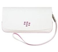 BlackBerry Pearl 3G 9100 Leather Folio With Wrist Strap - White and Pink Original OEM ASY-29559-002 ACC-31607-302