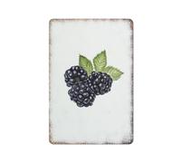 Blackberry Watercolor Art Plaque, Wild Fruit Fresh Style Wall Decor, Restaurant Cafe Yard Garage,8x12 Inch