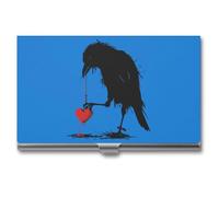 Blackbird with Heart Crow Business Card Holder Metal Wallet Credit Card ID Case for Men Women