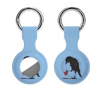 Blackbird with Heart Crow Keychain Holder Case Compatible with AirTag Waterproof Silicone Shell Protective Case 1PCS