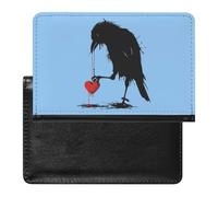 Blackbird with Heart Crow Passport Holder Cover Wallet Card Case with Vaccine Card Slot Travel Accessories for Women Men