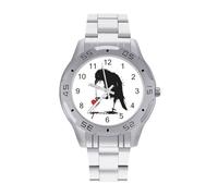 Blackbird with Heart Crow Watch Simple Wrist Watch Stainless Steel Band Analog Quartz Watches for Women Men
