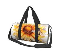 Blackboard Bees Sunflowers Duffle Bag for Women Men Personal Item Travel Bag Canvas Weekender Overnight Bag Lightweight Sports Tote Gym Bag Carry On Luggage Bag, Black, One Size