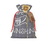 Blackboard Bees Sunflowers Hemp Bundle Gift Bag,Christmas Bags Holiday Wrapping Bag For Christmas Party