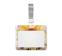 Blackboard Bees Sunflowers ID Badge Holder with Lanyard Horizontal Hard Plastic ID Card Case with Clear Window, Waterproof Work Badge Sleeve Fashion Card Protector Pouch for Women Men