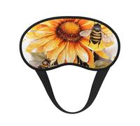 Blackboard Bees Sunflowers Sleep Mask for Side Sleeper, Blackout Sleeping Eye Mask, Soft Breathable Eye Cover for Women Men Travel Eyeshade, Relaxing Zero Pressure Night Blindfold
