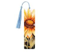 Blackboard Bees Sunflowers Wood Bookmark for Book Lovers Birthday Teachers Gift, Handmade Craft Book Marks Ornaments with Tassel Exquisite Reading Page Markers for Men Women