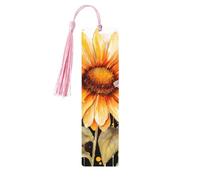 Blackboard Bees Sunflowers Wood Bookmark for Book Lovers Birthday Teachers Gift, Handmade Craft Book Marks Ornaments with Tassel Exquisite Reading Page Markers for Men Women