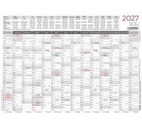 Blackboard Calendar A4 One Sided 2027: Annual Overview 29.7 x 21 cm with 14 Months, Printed on Both Sides, Holidays, Holiday Dates & Moon Phases, Ideal for Office, Home Office & School