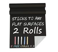 Blackboard Chalk Board Chalkboard Adhesive - 44 x 200cm 2PCS Black Chalk Sticker Blackboard Paper for Home Kitchen Outdoor Office School Walls Menu
