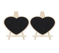 Blackboard Signs 2 Pcs Vertical Blackboard Portable Chalkboard Heart Shaped Sign with Stand Small Hole Wooden for Desk Cafe