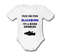 BLACKBURN Born Dribbler Football Personalised Unique Baby Vest Baby Grow Babygrow Cute Novelty Boys Girls Unisex Funny Rovers