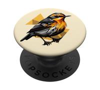 Blackburnian Warbler Geometric Patten Art,Cute Bird Lover PopSockets Adhesive PopGrip