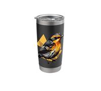 Blackburnian Warbler Geometric Patten Art,Cute Bird Lover Stainless Steel Insulated Tumbler