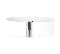 BlackButterfly 3 Inch Elastic Vertical Buckle Waist Belt (White, L)