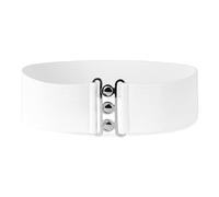 BlackButterfly 3 Inch Elastic Waist Clasp Belt (White, 3XL)