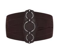 BlackButterfly 7 Inch Wide Lattice Corset Waspie Elastic Waist Belt (Dark Brown, XL)