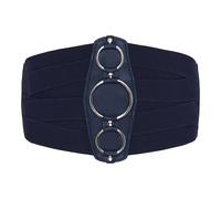BlackButterfly 7 Inch Wide Lattice Corset Waspie Elastic Waist Belt (Midnight Blue, M)