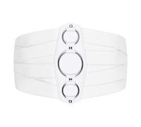 BlackButterfly 7 Inch Wide Lattice Corset Waspie Elastic Waist Belt (White, L)