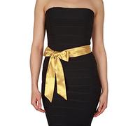 BlackButterfly Bridal Wedding Bridesmaid Satin Sash Belt (Gold, 5 CM X 250 CM)