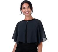 BlackButterfly Chiffon Evening Cape, Midnight Blue, One Size
