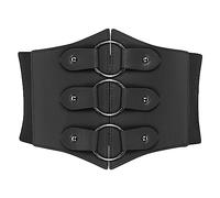 BlackButterfly Elastic Cosplay Halloween Metal Ring Waist Pirate Waspie Corset Belt (Black, L)