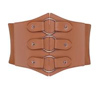 BlackButterfly Elastic Cosplay Halloween Metal Ring Waist Pirate Waspie Corset Belt (Camel Brown, XXL)