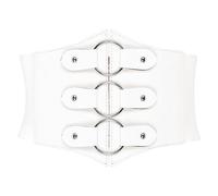 BlackButterfly Elastic Cosplay Halloween Metal Ring Waist Pirate Waspie Corset Belt (White, S)