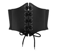 BlackButterfly Elastic Halloween Cosplay Costume Waist Tie-Up Waspie Corset Belt (Black, XXL)