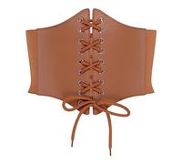 BlackButterfly Elastic Halloween Cosplay Costume Waist Tie-Up Waspie Corset Belt (Camel Brown, S)