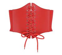 BlackButterfly Elastic Halloween Cosplay Costume Waist Tie-Up Waspie Corset Belt (Red, XL)