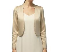 BlackButterfly Formal Satin Long Sleeve Bolero Shrug Jacket (Champagne, M)