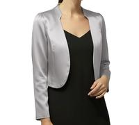 BlackButterfly Formal Satin Long Sleeve Bolero Shrug Jacket (Silver, XXL)