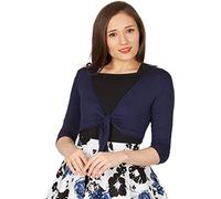 BlackButterfly Front Tie Up Bolero Shrug (Midnight Blue, XL)