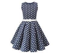 BlackButterfly Girls Audrey Dress, Midnight Blue Polka Dot, 7-8 Years