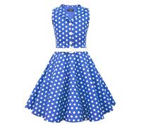 BlackButterfly Girls Holly Polka Dot Dress, Royal Blue, 9-10 Years
