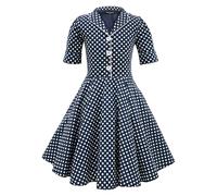 BlackButterfly Girls Sabrina Polka Dot Dress, Midnight Blue, 9-10 Years