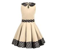 BlackButterfly Girls Zoey Polka Dot Dress, Champagne, 7-8 Years