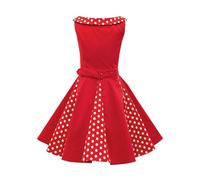 BlackButterfly Kids 'Alexia' Vintage Polka Dot 50's Girls Dress (Red, 7-8 Years)
