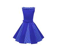 BlackButterfly Kids 'Alexia' Vintage Polka Dot 50's Girls Dress (Royal Blue, 9-10 Years)