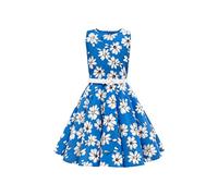 BlackButterfly Kids 'Audrey' Vintage Daisy 50's Girls Dress (Royal Blue Floral, 9-10 Years)