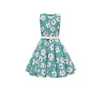 BlackButterfly Kids 'Audrey' Vintage Daisy 50's Girls Dress (Turquoise Floral, 9-10 Years)