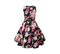 BlackButterfly Kids 'Audrey' Vintage Divinity 50's Girls Dress (Black Pink Floral, 3-4 Years)