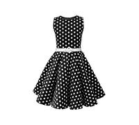 BlackButterfly Kids 'Audrey' Vintage Polka Dot 50's Girls Dress (Black Polka Dot, 7-8 Years)