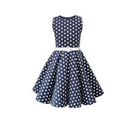 BlackButterfly Kids 'Audrey' Vintage Polka Dot 50's Girls Dress (Midnight Blue Polka Dot, 9-10 Years)